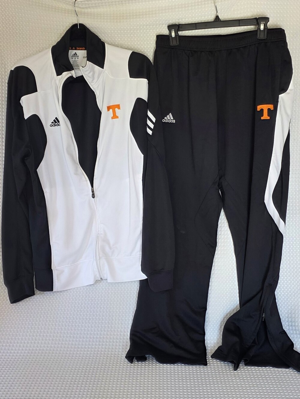 Vintage Adidas Women’s Black & White Track Jacket and Pants with TN Logo